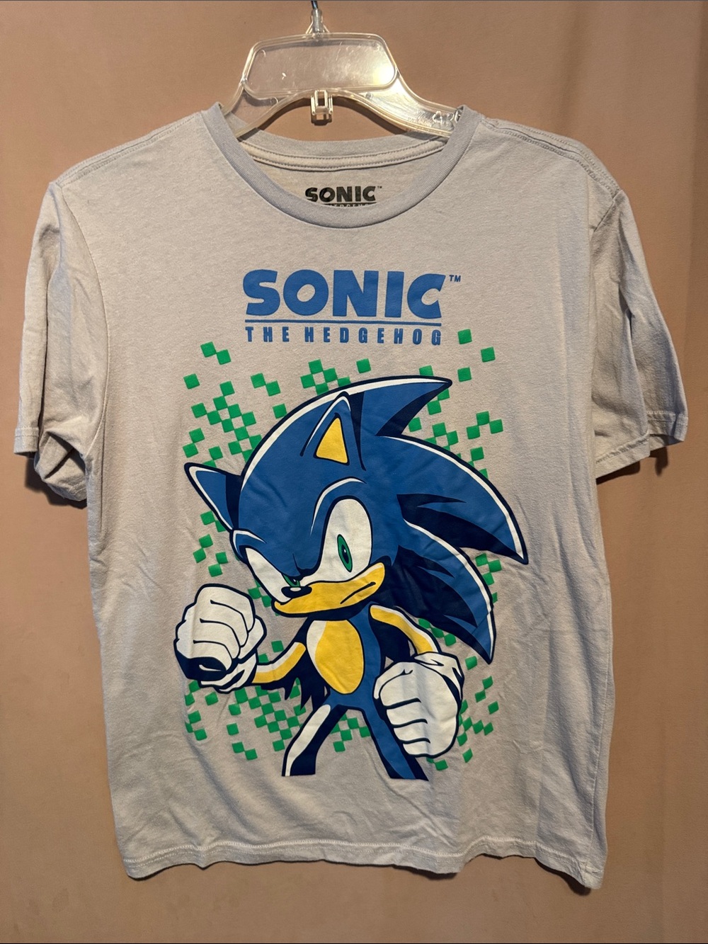 Sonic The Hedgehog Graphic Tee - Light Gray with Blue & Yellow